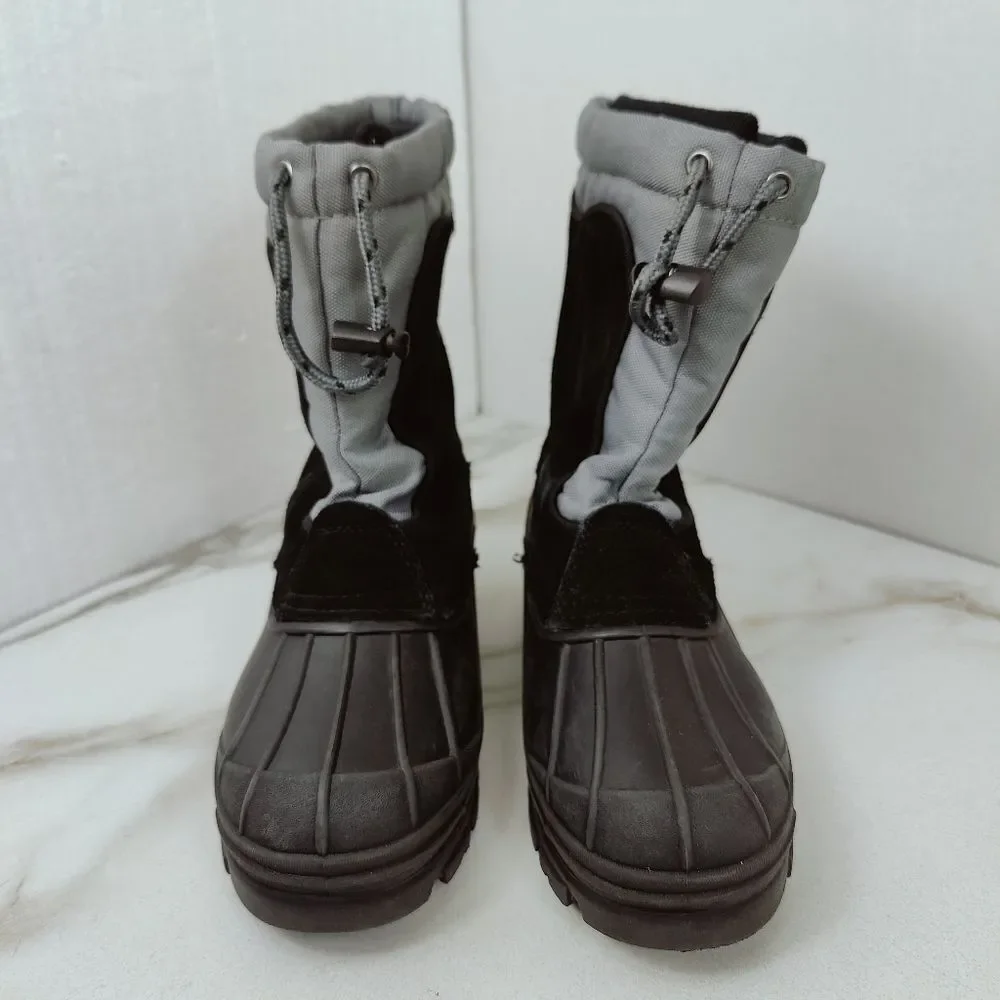 Sporto Toddler Kids Black Suede Rubber Winter Snow Boots, Sz 3